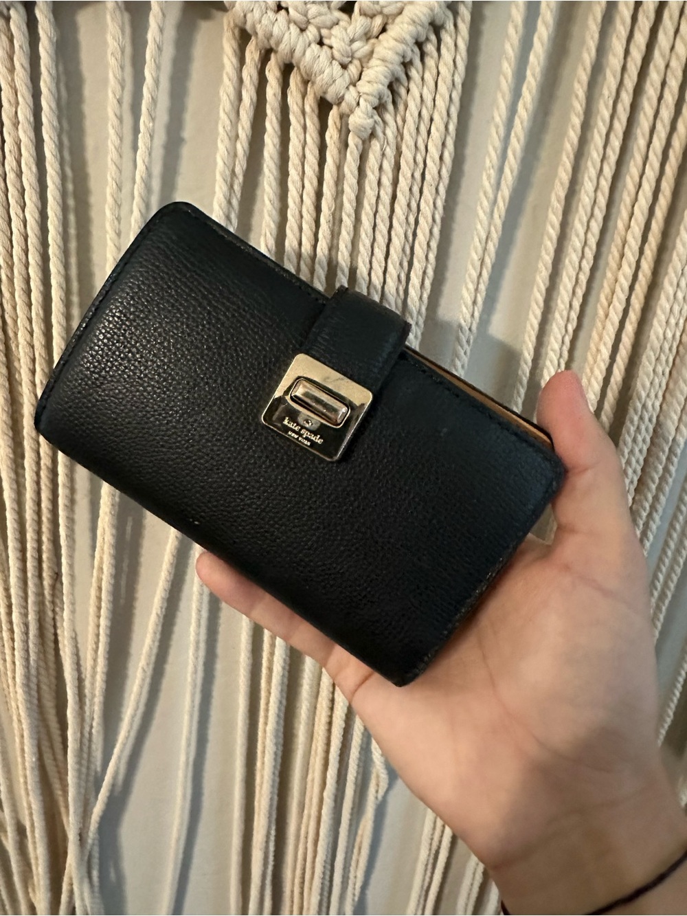 kate spade Black Leather Small Wallet with Gold Hardware